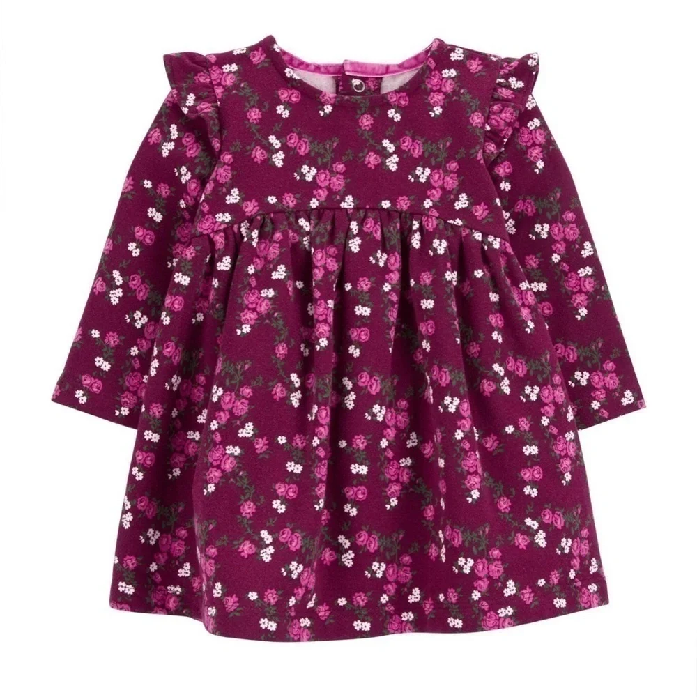 Carter’s Baby Girl Infant Floral Fleece Long Sleeve Dress Size 6 months